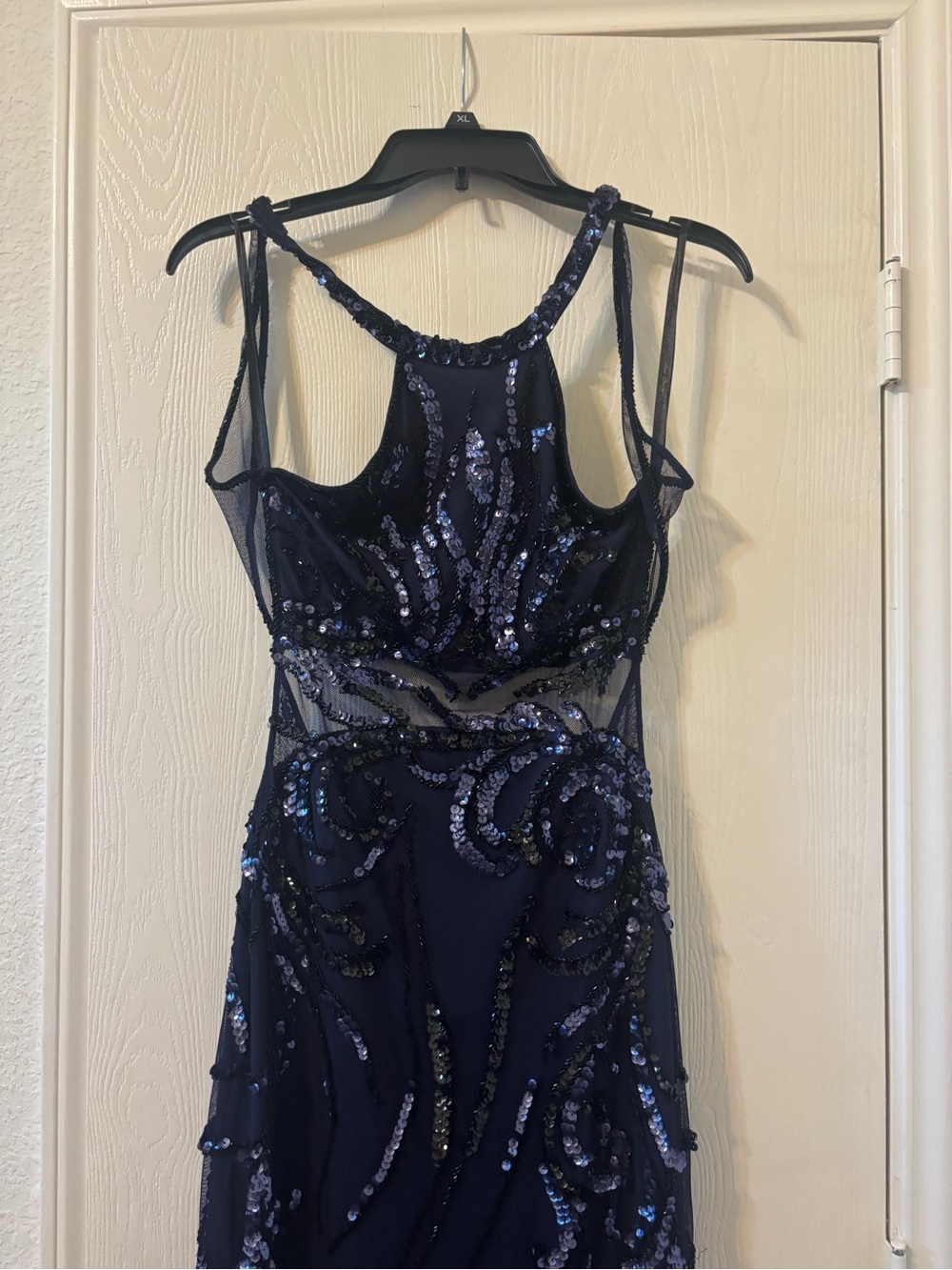 Navy Sequin Evening Dress